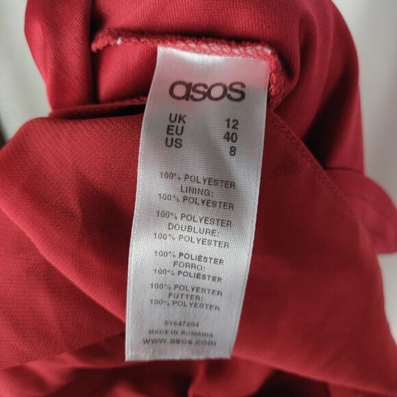 ASOS Red Chiffon Halter Mini Swing Dress Size 8 - Picture 7 of 7